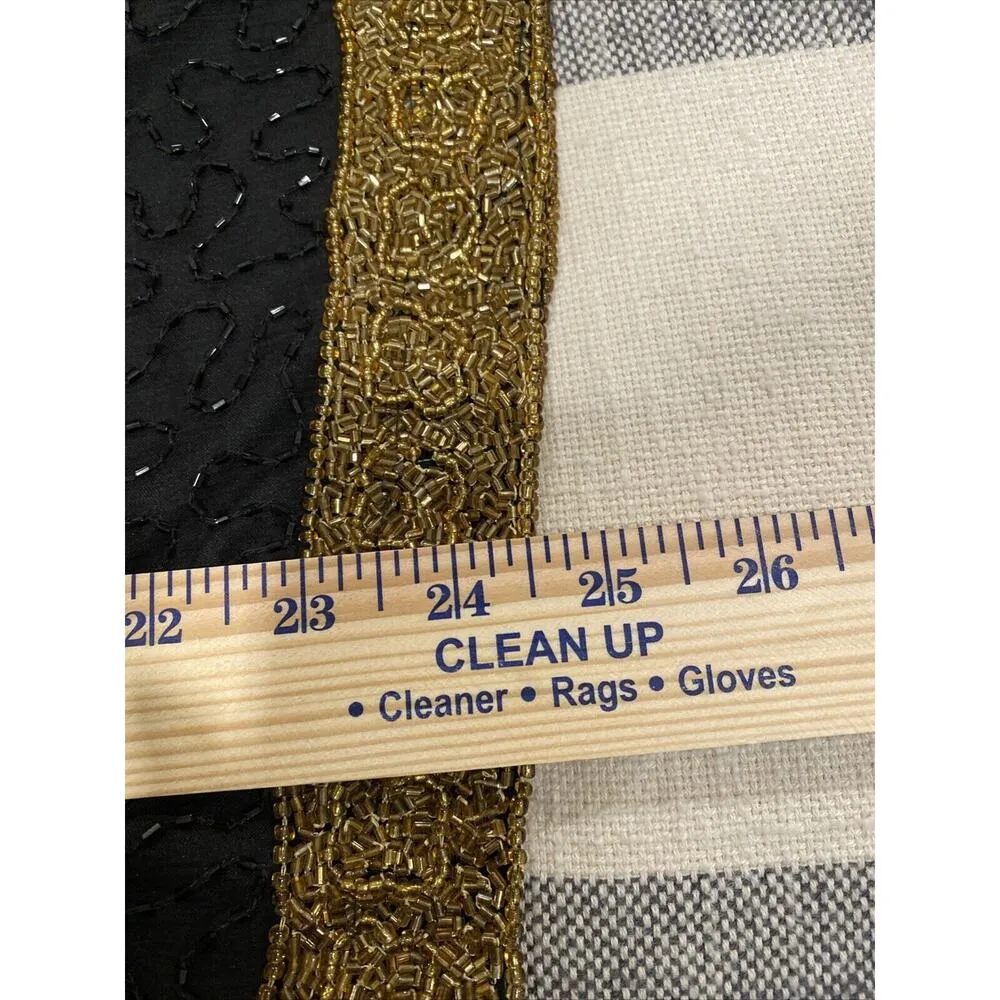 Laurence Kazar Vintage 100% Silk Lurex Fully Beaded Blouse Size Large Black Gold - Image 8