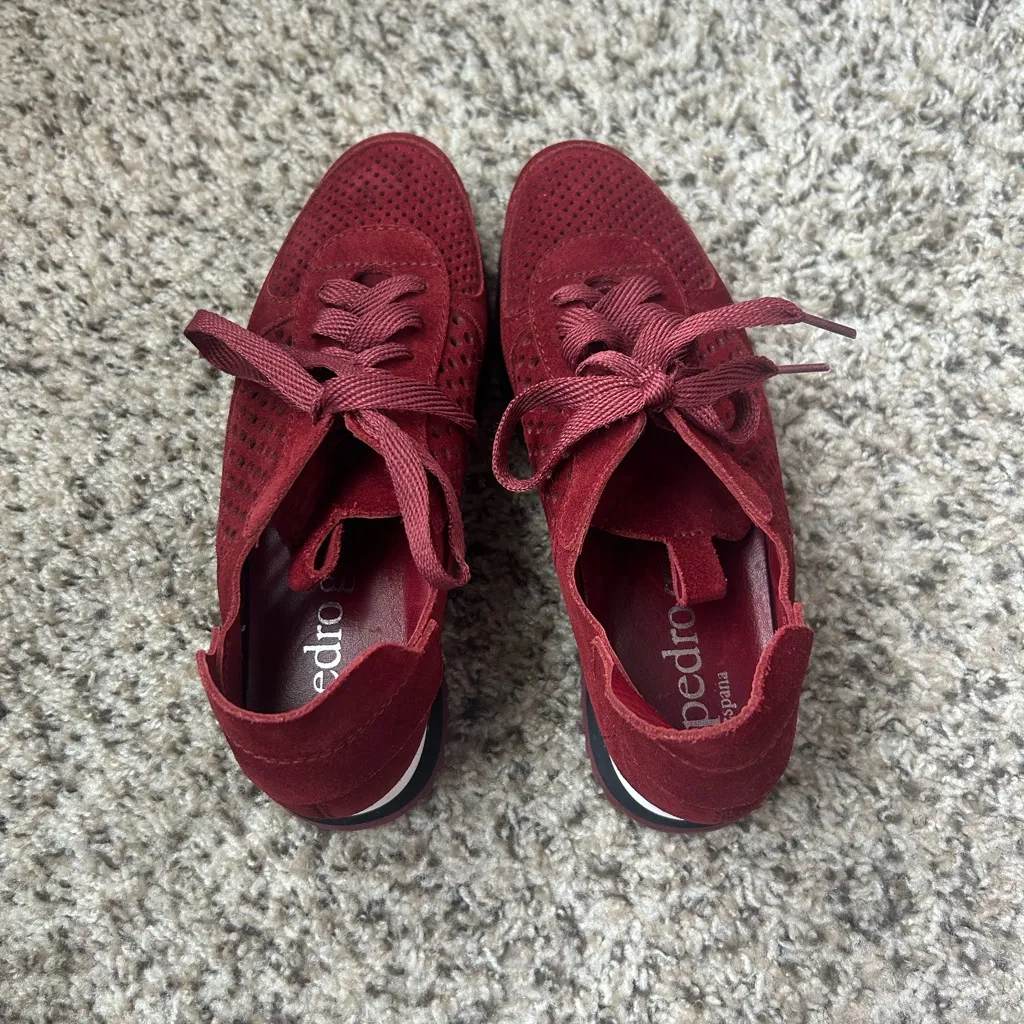 Pedro Garcia Omega Suede Sneakers Burgundy Size 36 Red - Image 3