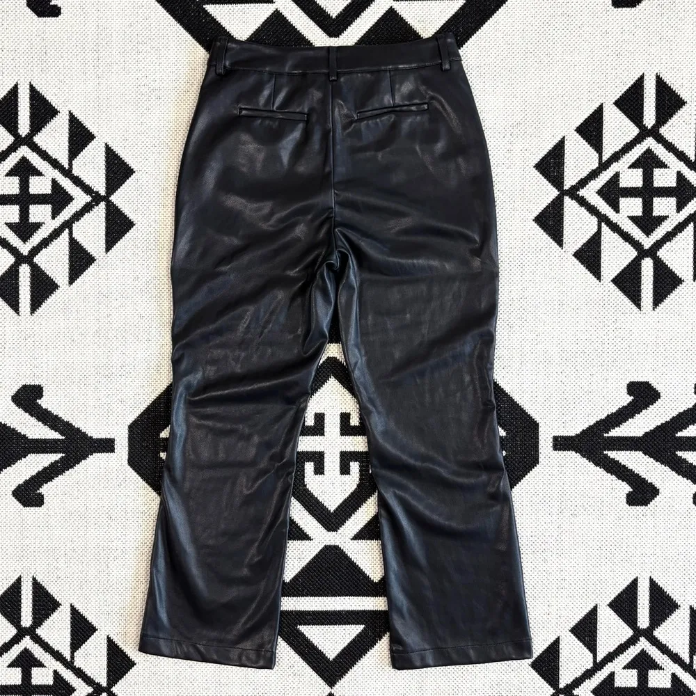 Avec Les Filles Cropped Flare Vegan Faux Leather Pants in Black Medium - Image 9