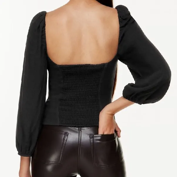 • Aritzia Wilfred Novella puff sleeve sweetheart blouse black xsmall - Image 3