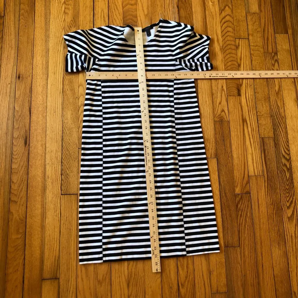 J. Crew NWOT Women's Short Sleeve Black White Striped Cotton Tunic Dress Size S - Image 4