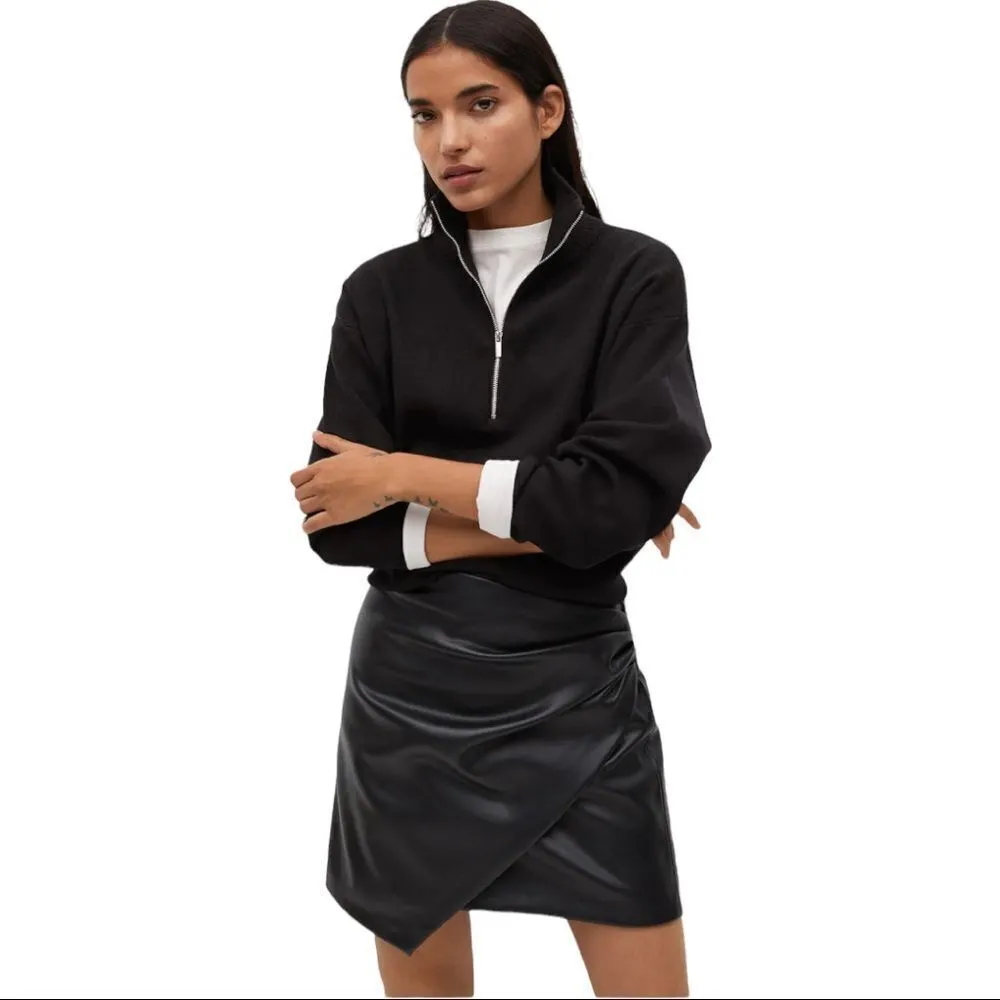 MNG Skin effect faux leather wrap mini skirt XXL Wednesday goth - Image 2