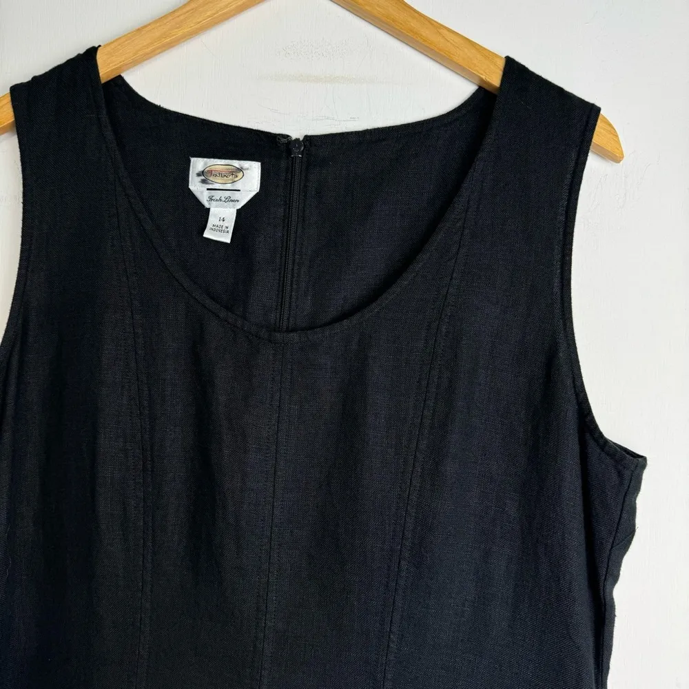 Talbots Irish Linen Maxi Dress Sz 14 Sleeveless Pleated Lagenlook - Image 4
