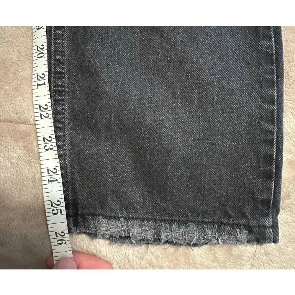 We the Free People Black Jeans Size 29 Frayed Wide Straight Mom - Image 7