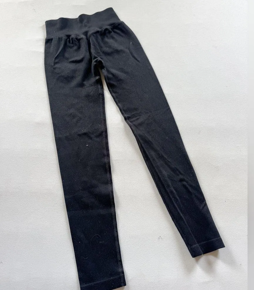 Young LA Size S Black Workout Ribbed Leggings - Image 2