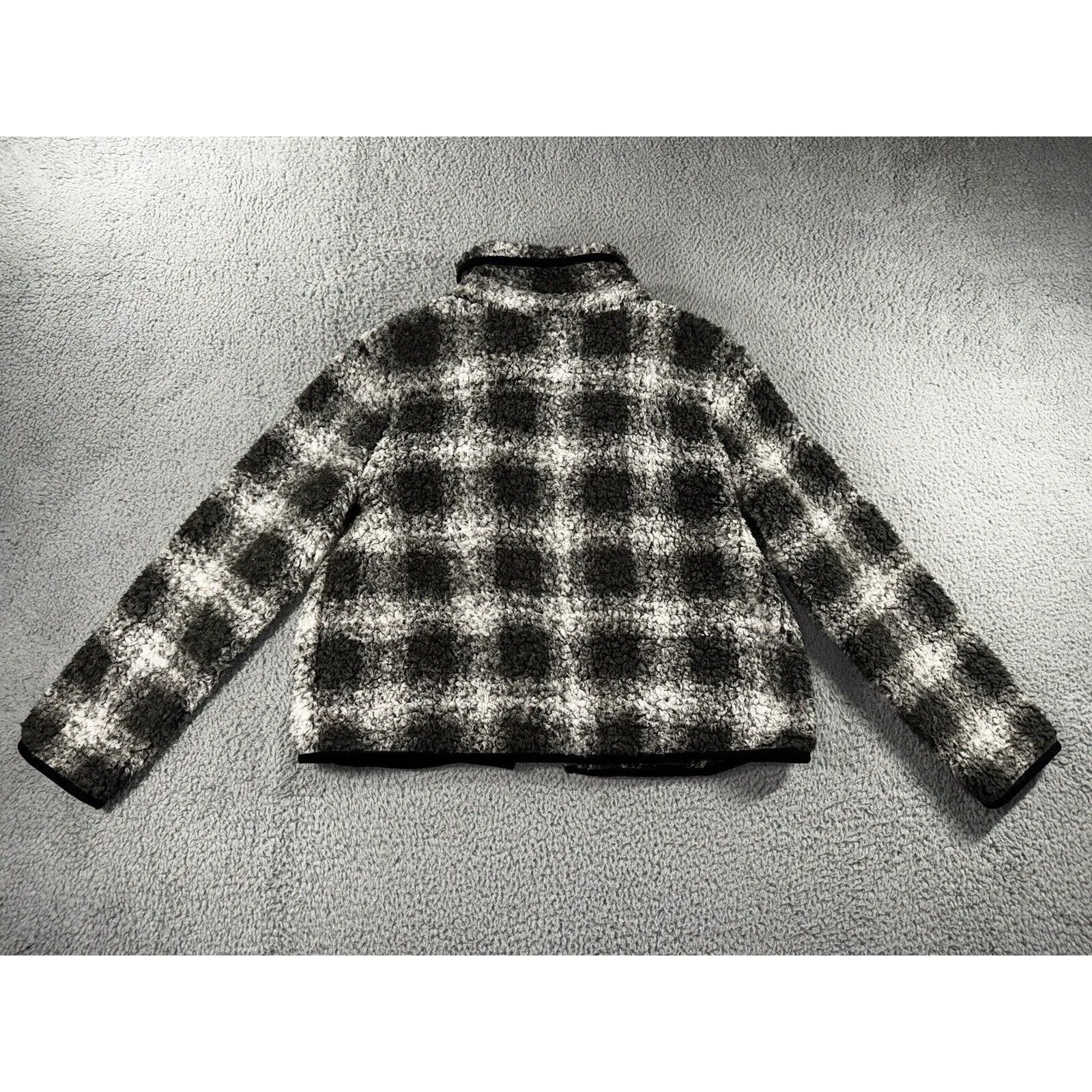 Dylan Sherpa‎ Jacket Women Large Plaid Faux Fur Button Up Cozy Soft Plush - Image 2