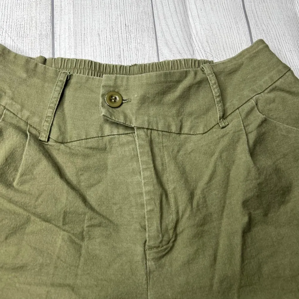 Belle Poque Green Eastic Waist Olive Green Shorts Super High Rise Size Medium - Image 3