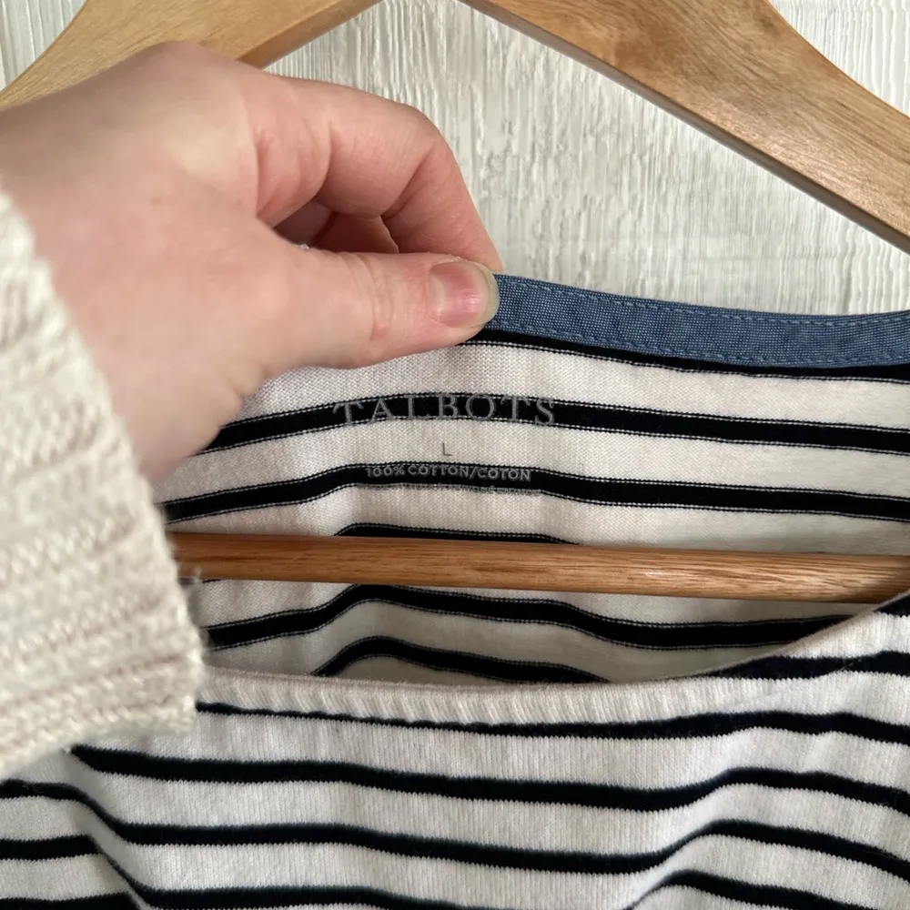 Talbots Striped Floral Embroidered Long Sleeve Top - Image 2