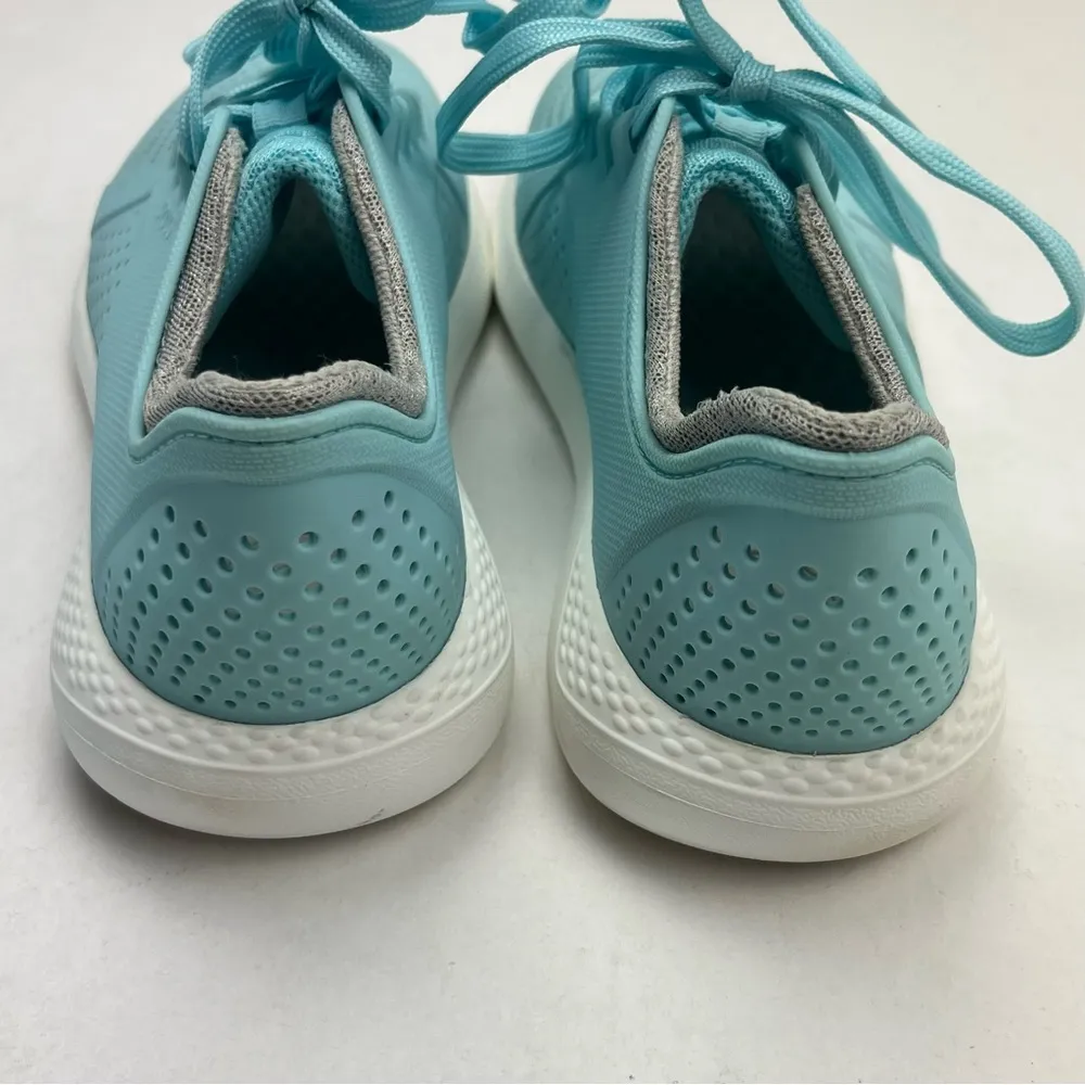 Crocs Literide Pacer Sneaker Womens Size 10 Ice Blue White Lace-up Athletic Shoe - Image 12