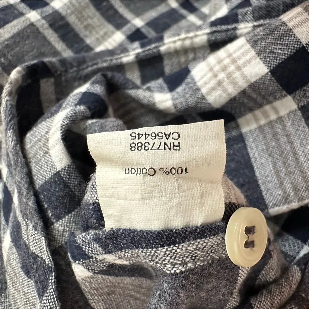 J. Crew Factory Navy Blue Plaid Boy Fit Popover Shirt Size S - Image 11