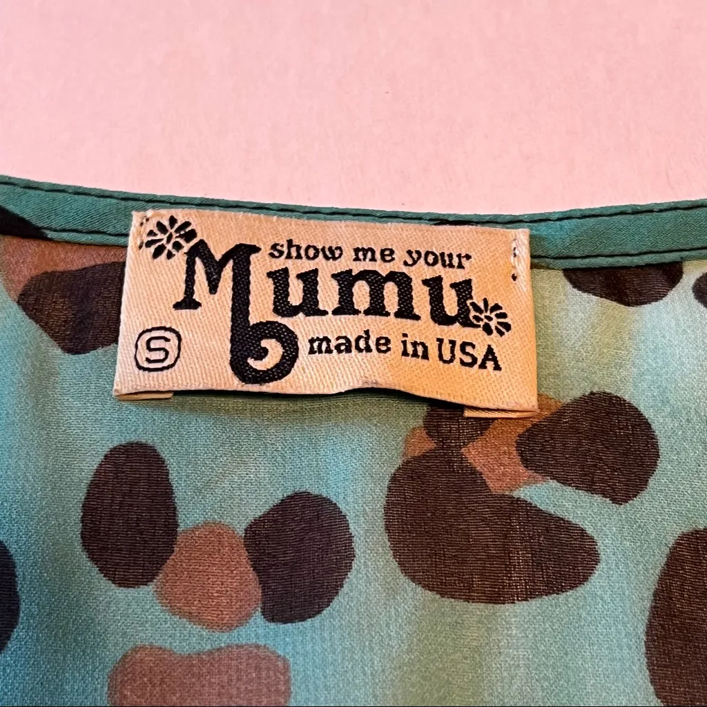Show Me Your MuMu Womens Size Small Teal‎ Leopard Cheetah Short Sleeve Top Sheer - Image 2