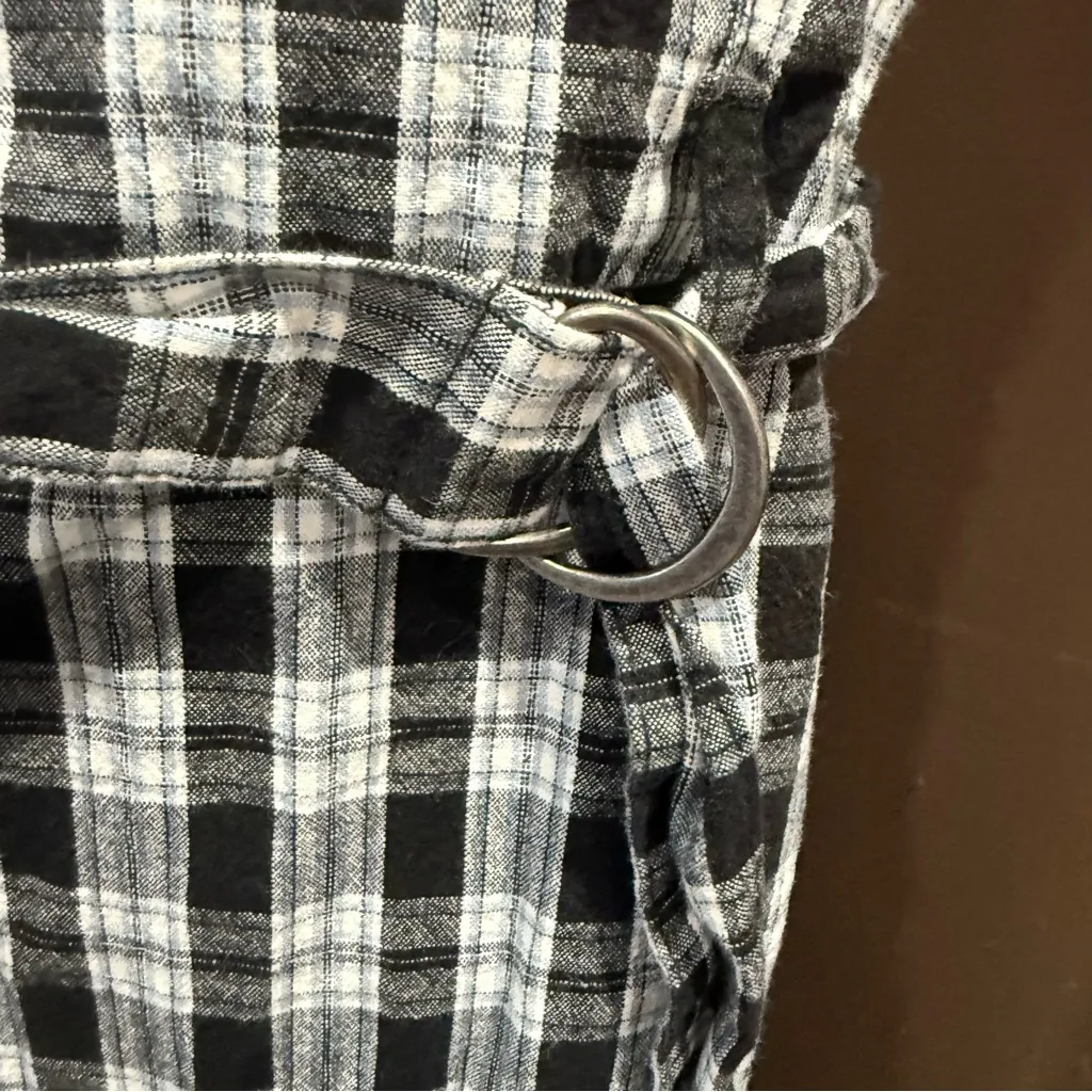 Hollister Black and White Plaid Mini Dress w/Adj Straps Size Medium CUTE - Image 5