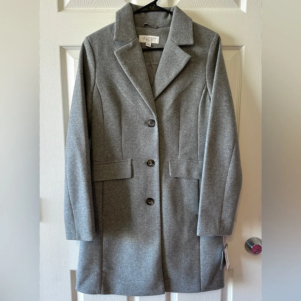 Laundry by Shelli Segal Women’s Single-Breasted Walker Coat, Heather Grey, Small - Image 3