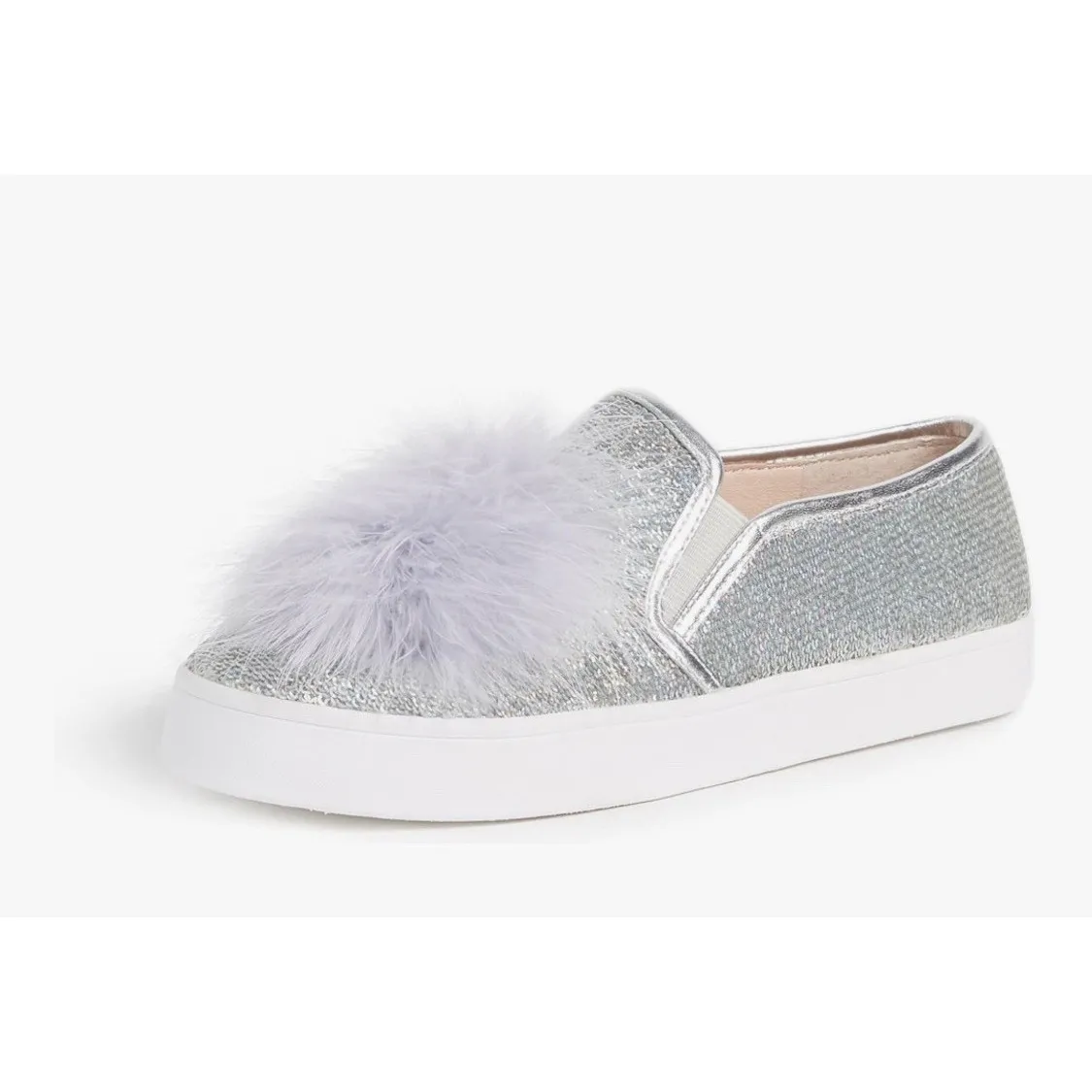Kate Spade New York Latisa Women Pom Pom Sequin Sneaker Silver Iridescent Gray Size 9.5 - Image 2