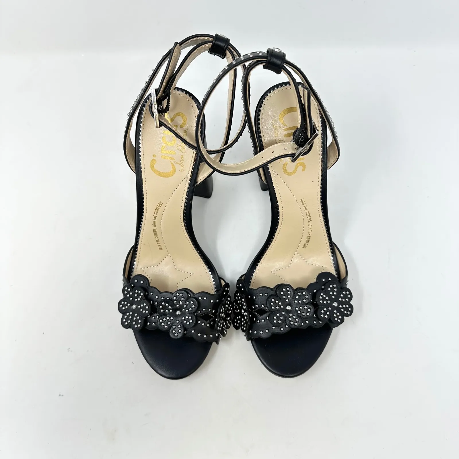 Circus by Sam Edelman Merle Studded Floral Leather Sandals Black Size 6 - Image 3