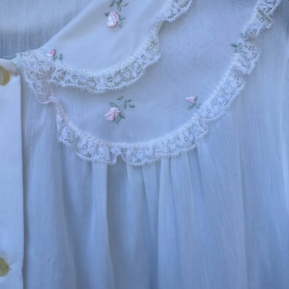 Vintage Sears Lace Babydoll Nightgown Romantic Minimalist Victorian |40/42 | L White Size L - Image 6