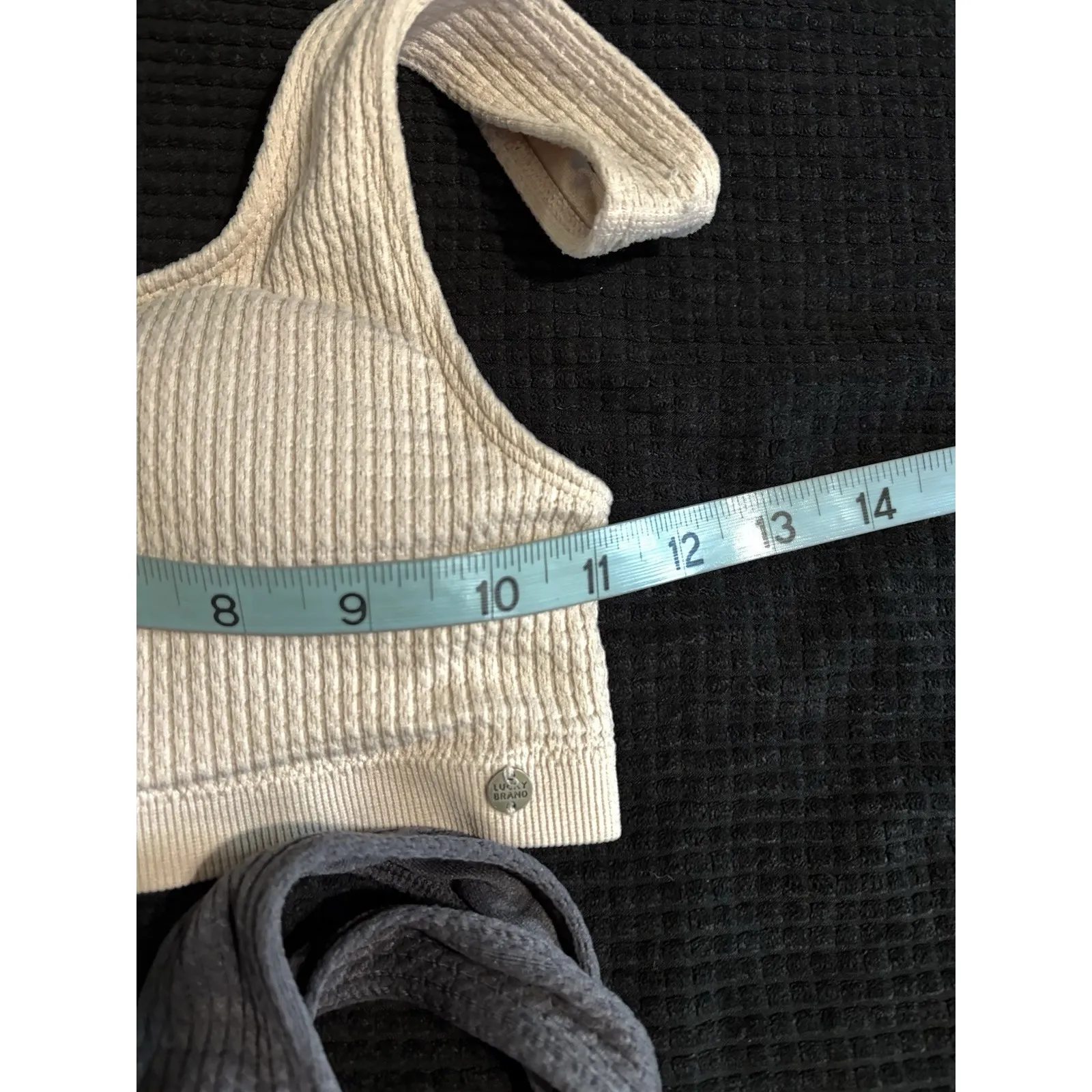 Lucky‎ Brand Women's Ribbed  Bralette Sport Cozy Logo (2pk) Tan/Gray Size Small - Image 2
