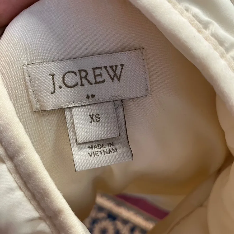 J. Crew XS Quilted Puffer Vest Cream Sleeveless Lightweight Layering Top - Image 9