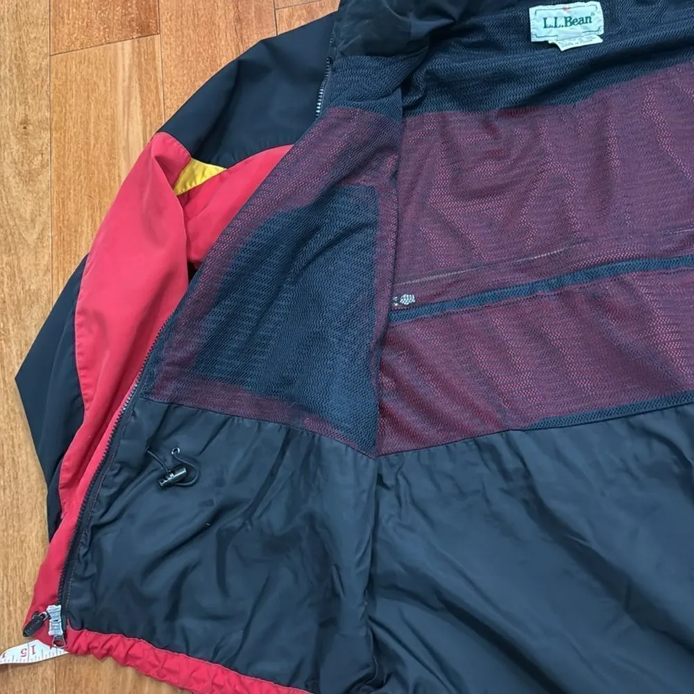 LL BEAN vintage women’s Color Block Full Zip Mountain Rain windbreaker Jacket L Black Size L - Image 7