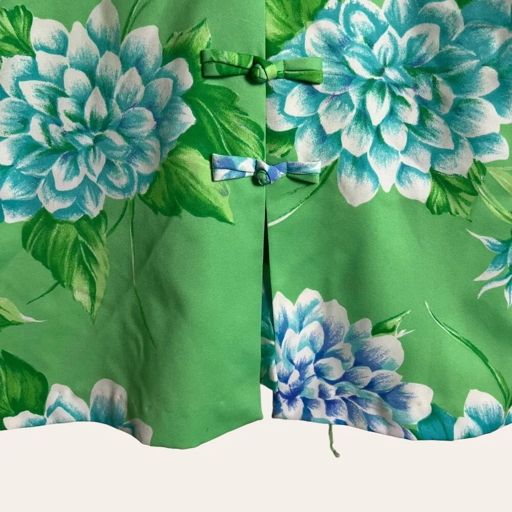 70’s Vintage Polynesian Casuals Green Floral Print Kimono Jacket Blouse Size 10 - Image 7
