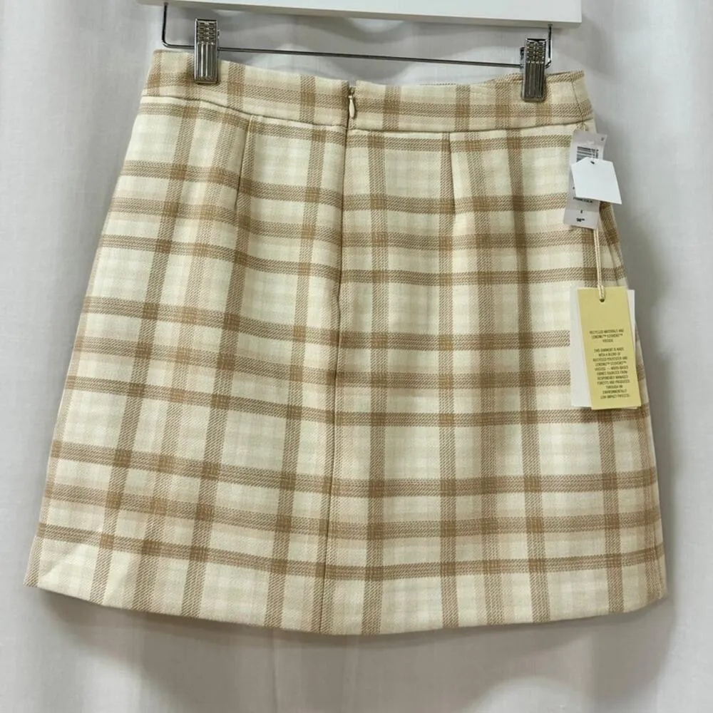 NWT Wilfred Aritzia Patio High Waist A-Line Mini Skirt Francesca Beige Women S - Image 7