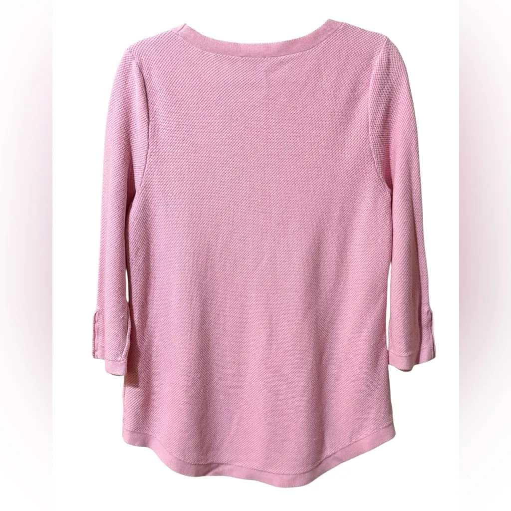 Talbots Pink Textured Knit Top Classic & Comfy 💗Sz L Soft Cotton Blend Feminine - Image 2