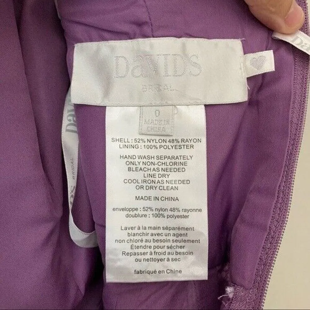 David’s Bridal Strapless Lace Dress With Full Skirt Wisteria F16010 Bridesmaid 0 - Image 7