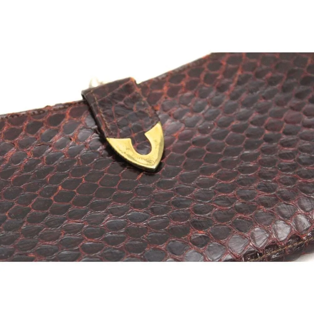 VTG Ladies Genuine Snakeskin Checkbook Wallet Purse Clutch Lady Bosco Brown - Image 2