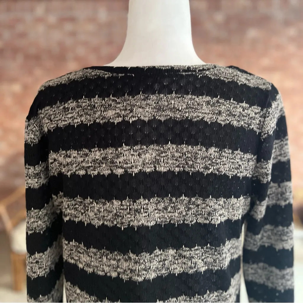 Xhilaration Top Crochet Knit Black Striped High Low Lightweight M Casual - Image 11