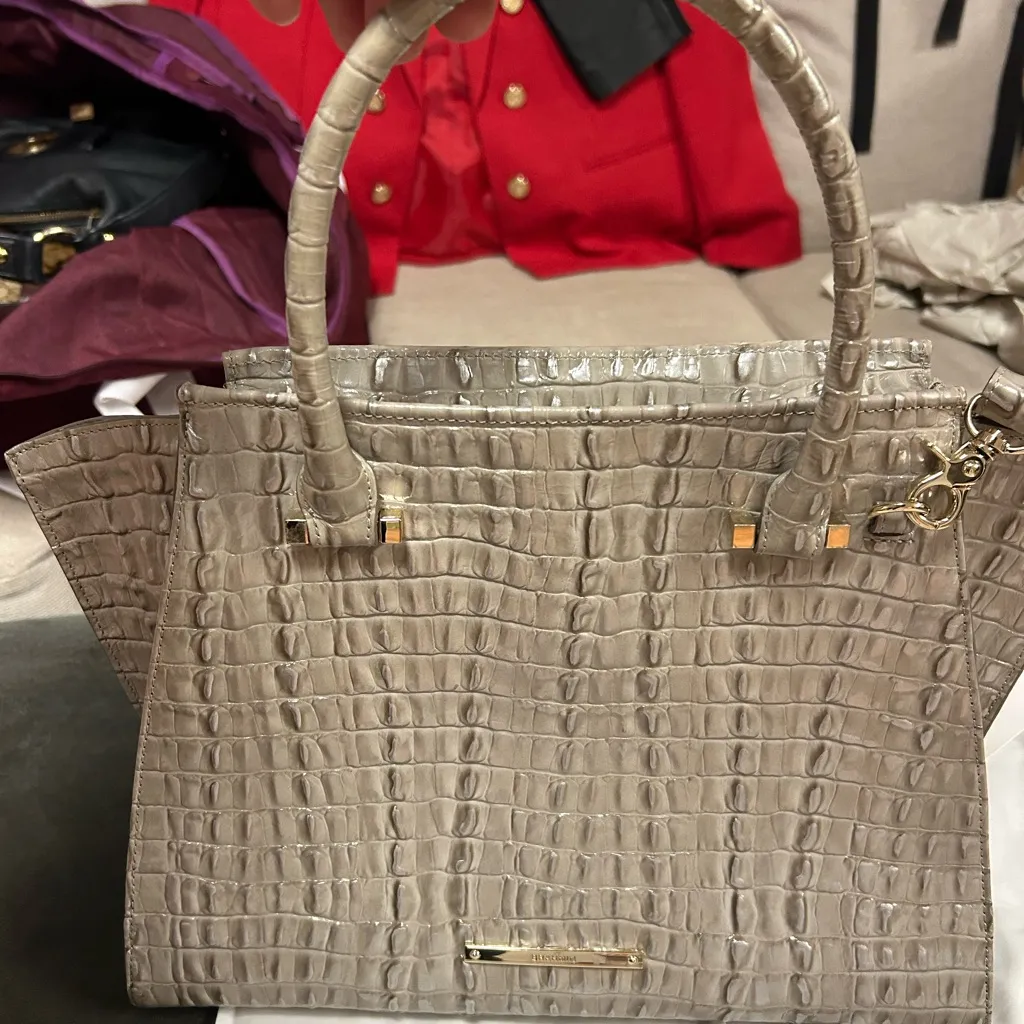 Brahmin  Croc-Embossed Cream Tote - Image 7