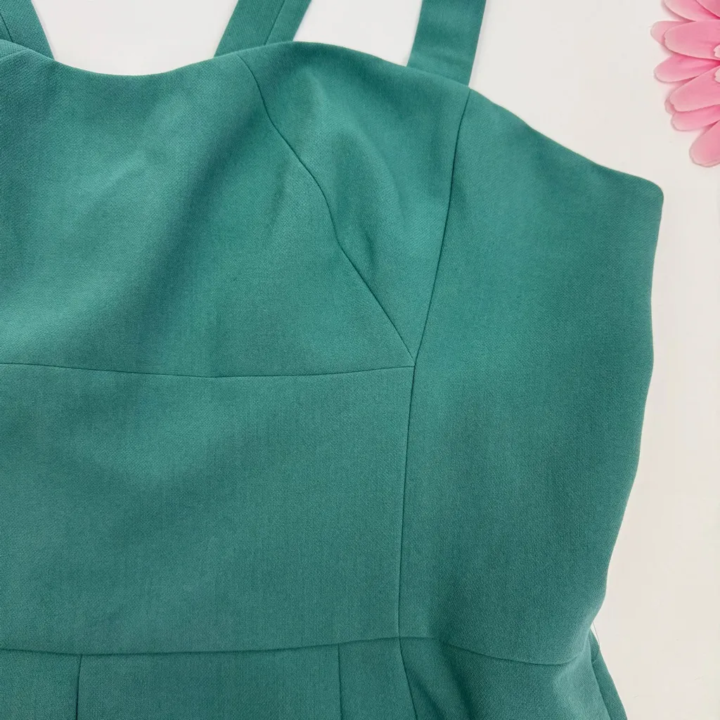 Gal Meets Glam Collection Nicole Sweetheart Square Neck Jumpsuit Green Wide Leg - Image 8