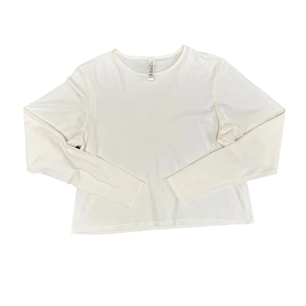 Skims Vintage Cropped Long Sleeve Pullover Top Round Neck Stretchy White 3X - Image 4