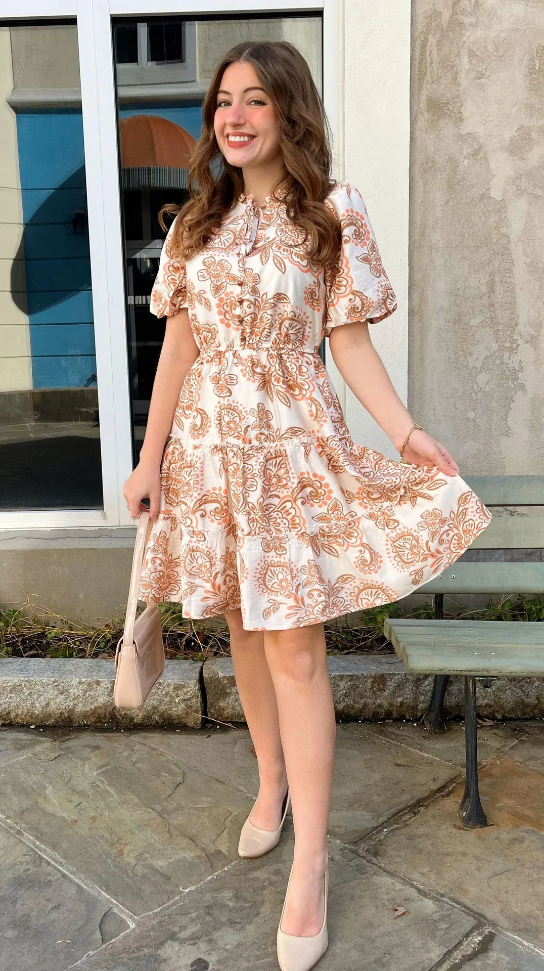 NWT Paisley Print Flowy Mini Dress Puffed Sleeve Summer Dress - Image 2