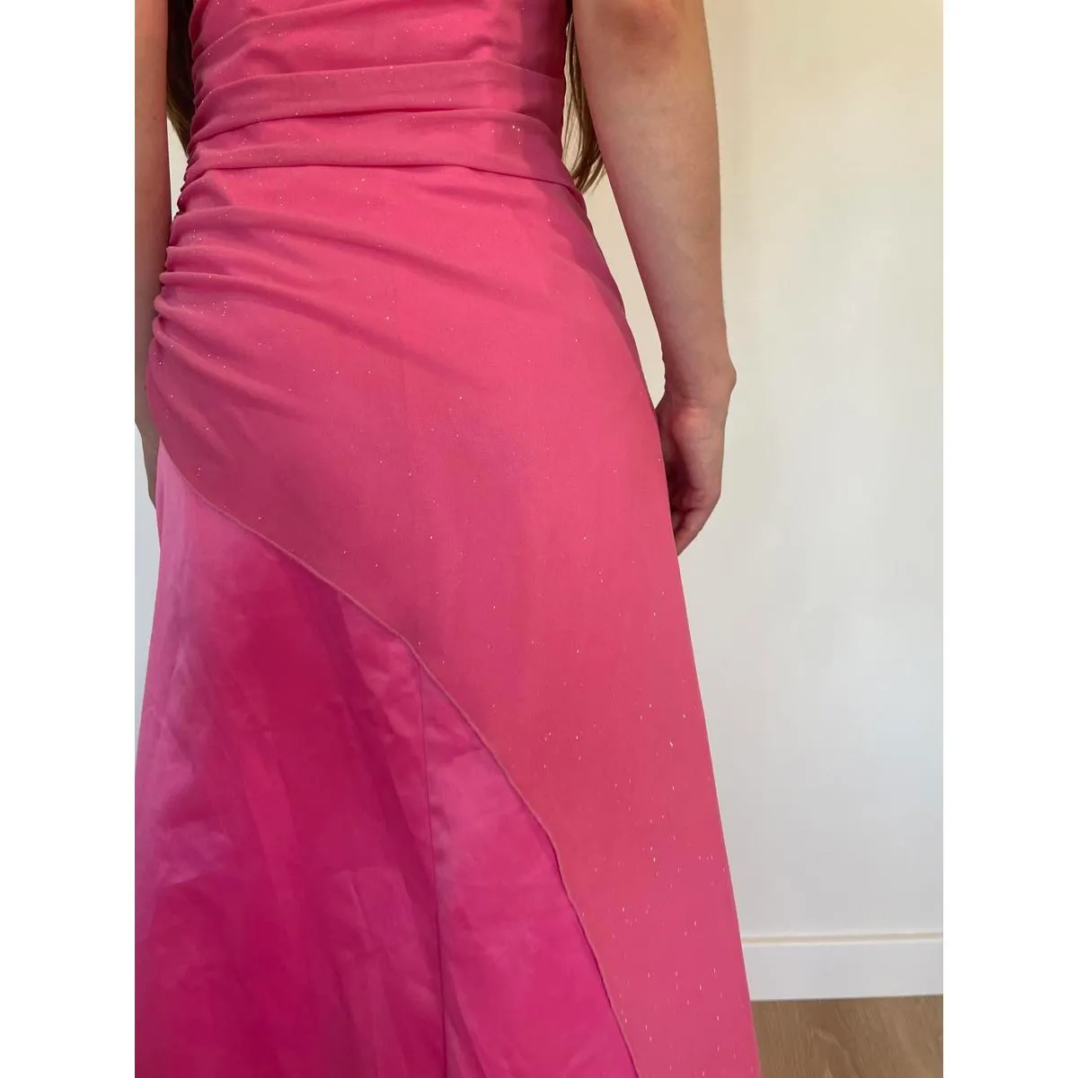 y2k Pink Tulle Halter Sparkly Gown - Image 7