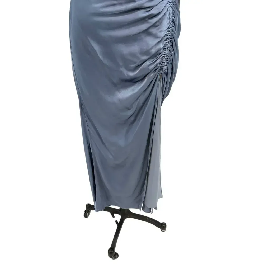 Shona Joy Lily‎ Bias Ruched Midi Dress Blue Smoke Size US 6 - Image 7