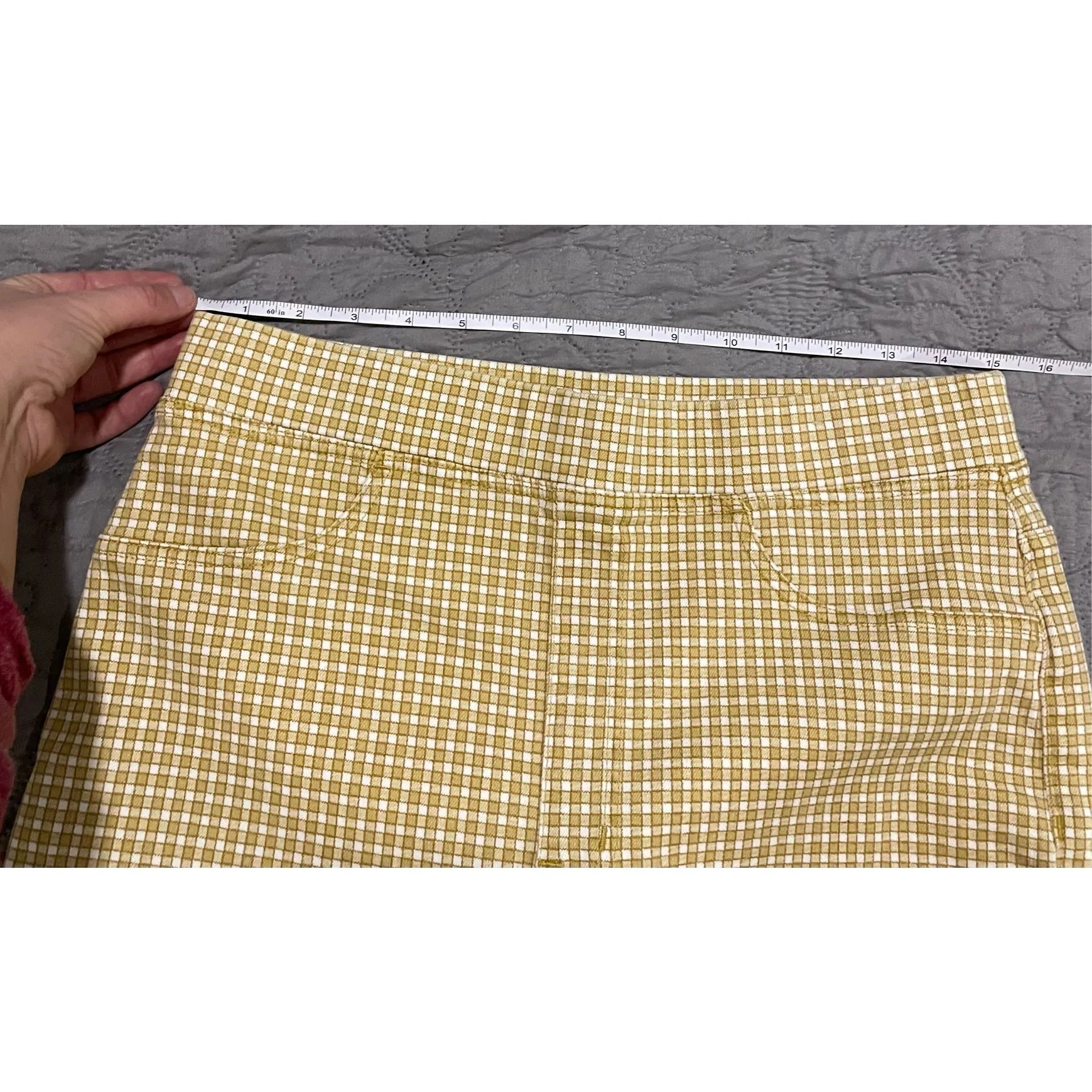 Madewell Yellow and White Plaid Pull On Pants 30” - Image 5