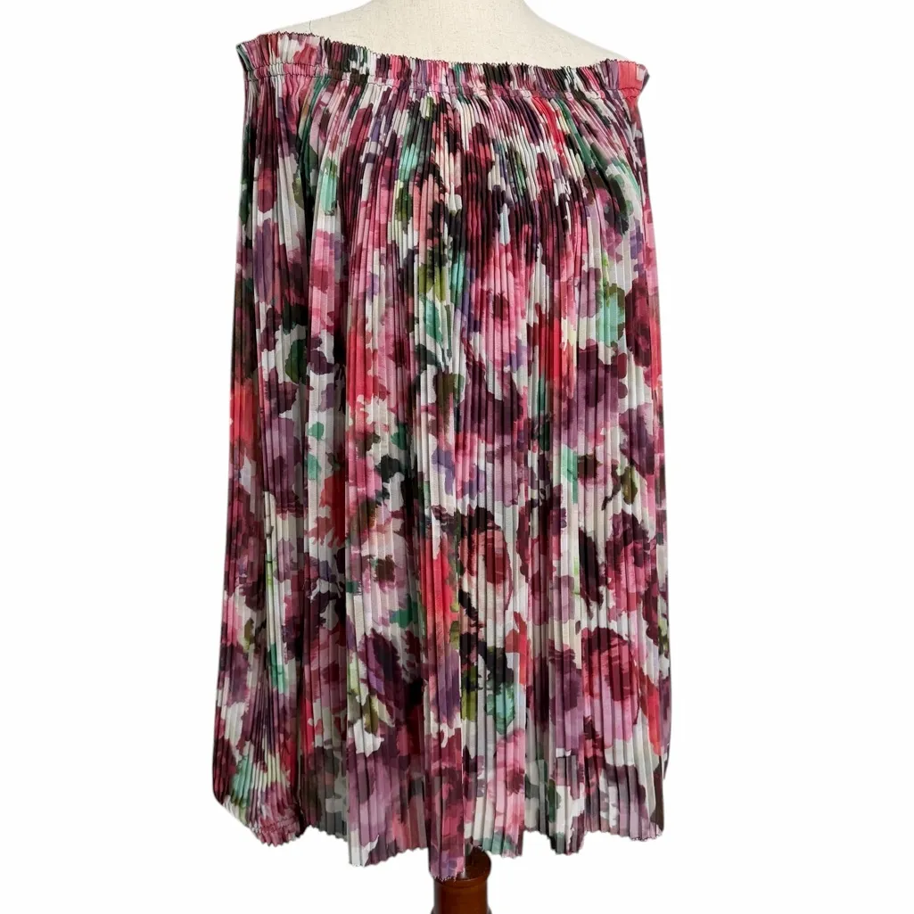 St. John Brigette Floral Print Georgette Pleated Blouse - Image 5