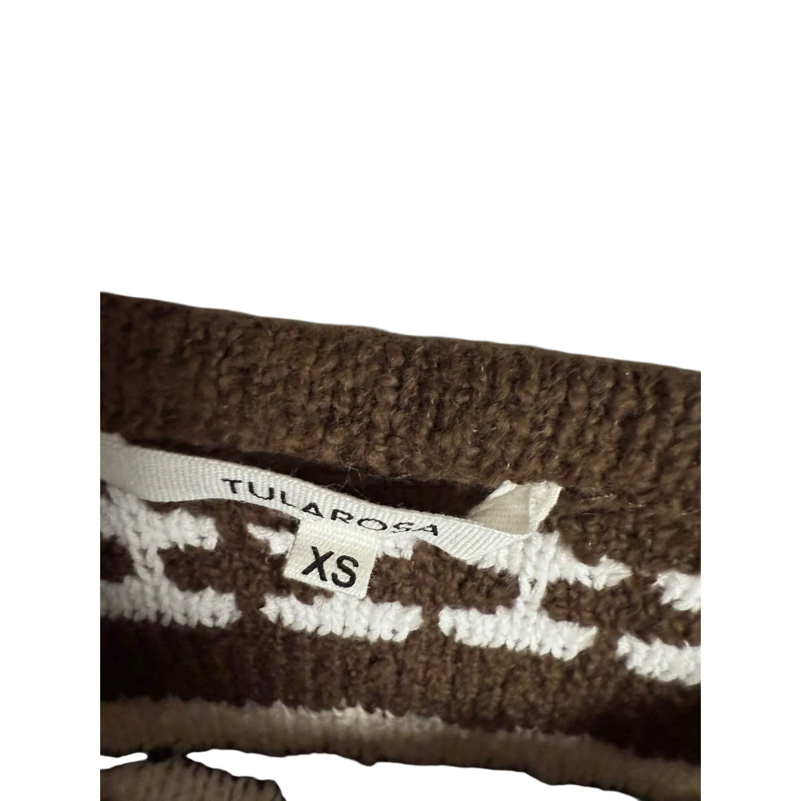 Tularosa Kaely Brown Ivory Knit Square Neck Crop Top Maxi Skirt Set S - Image 6