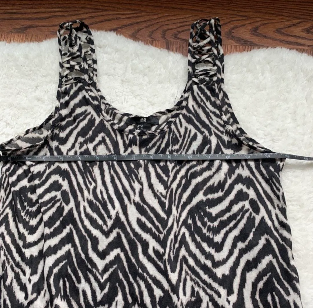 Zebra Animal Print brown Laser Cut Tank Top - Image 4