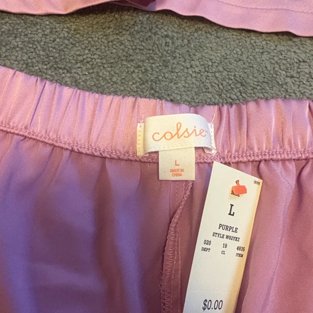 Colsie Size Large Lavender Purple Pajama Set New With Tags. - Image 3