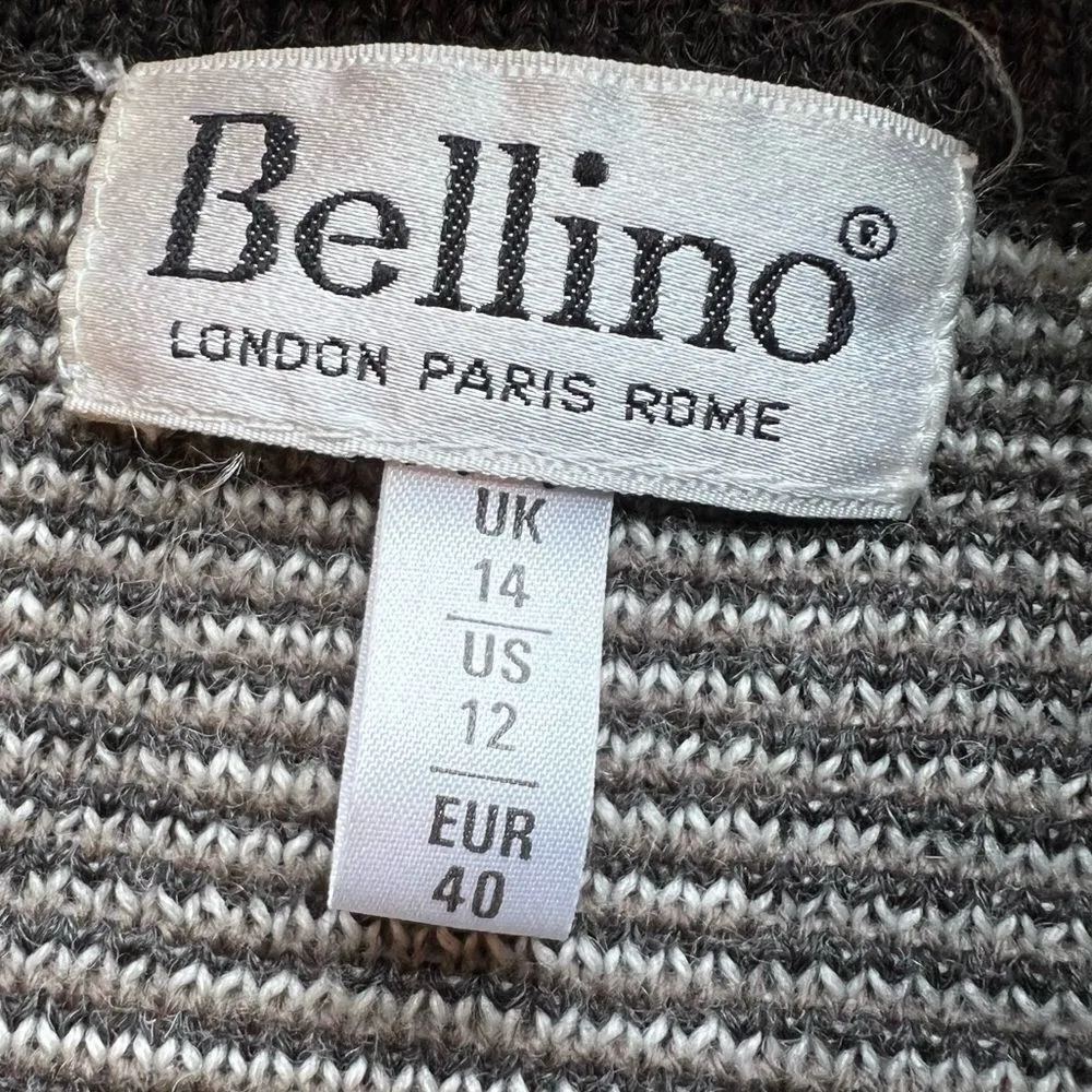 Vintage 80’s Bellino Paris knitted wool blend cardigan & pleated skirt set Gray Size 12 - Image 5