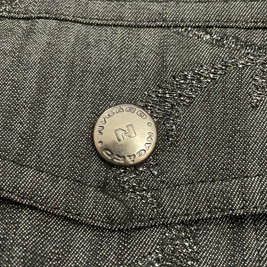 Peter Nygard Black Denim with Silver Sparkle Embroidered Detail Jacket Size 22 - Image 11