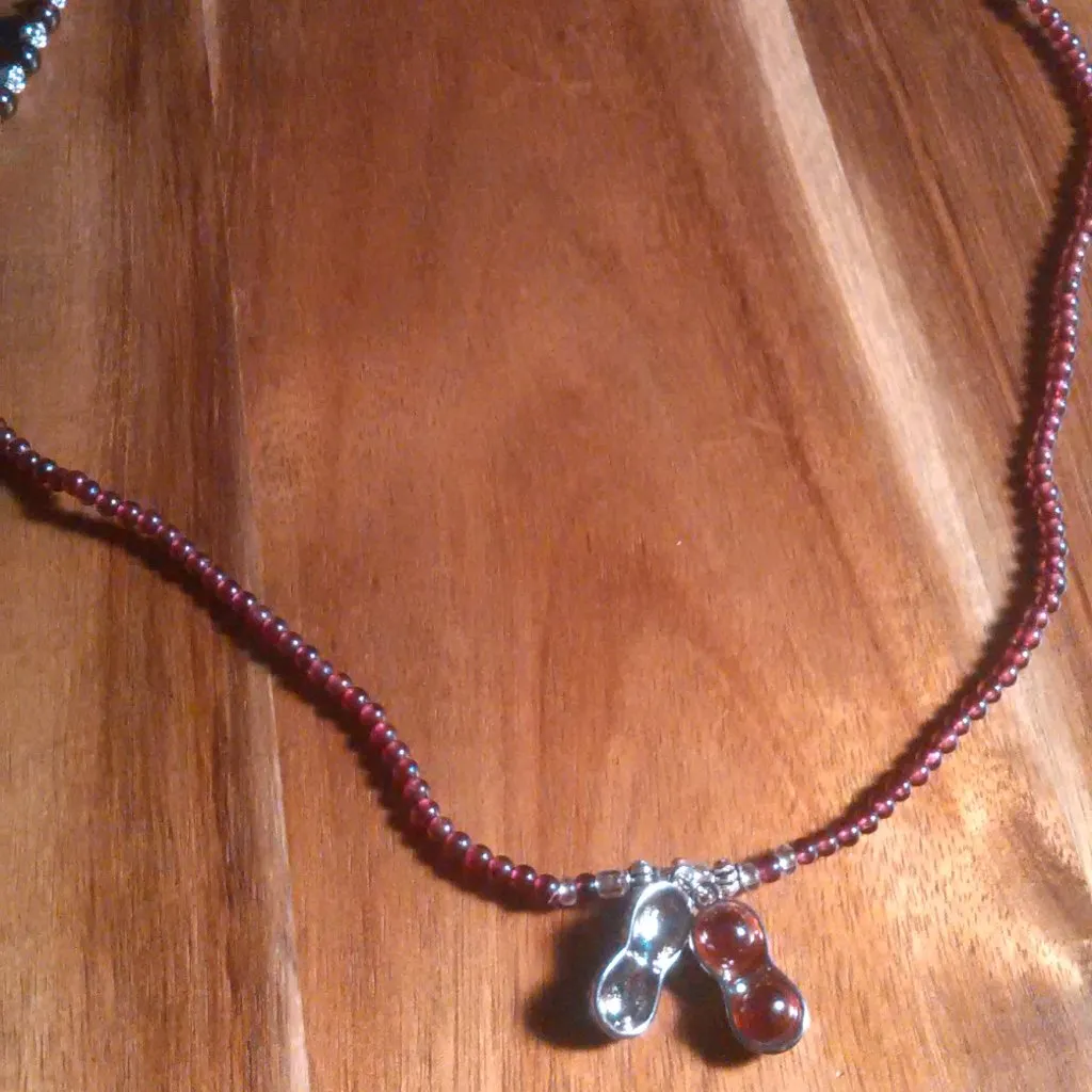 Simulated Orange Sapphire and Garnet Beaded Necklace - Image 2