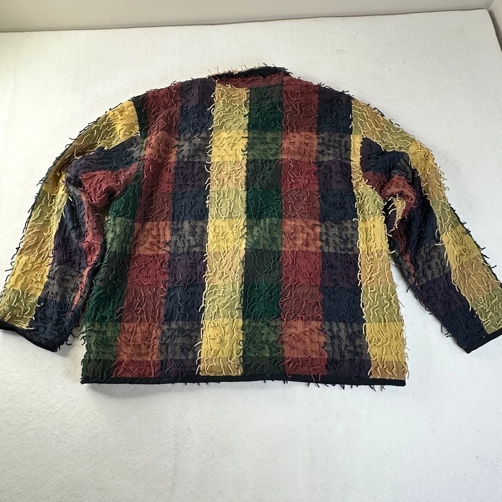 BSA Womens Plaid Textured Button Up Jacket Size L Multi Color Yellow Size L - Image 5