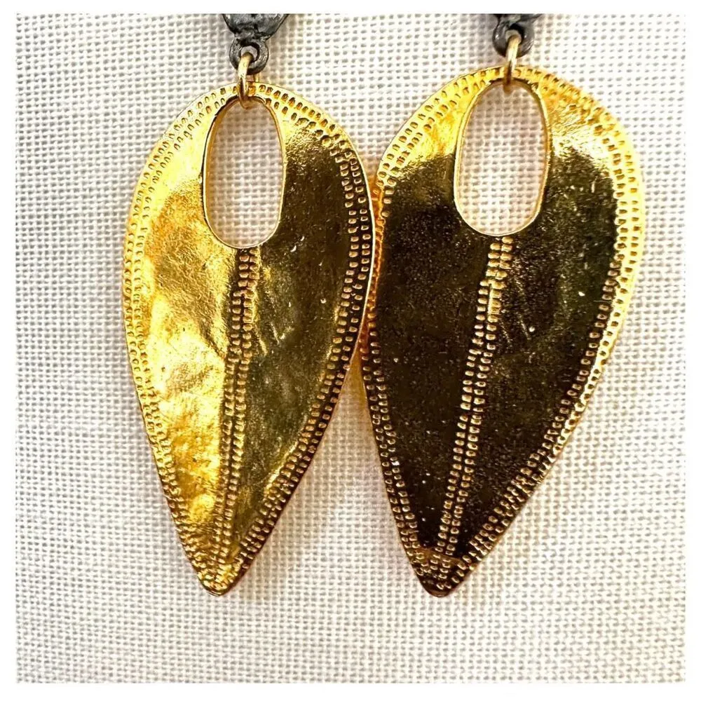 Devin Leigh 18k Gold Plated Hammered and Gun Metal Earrings - Image 5