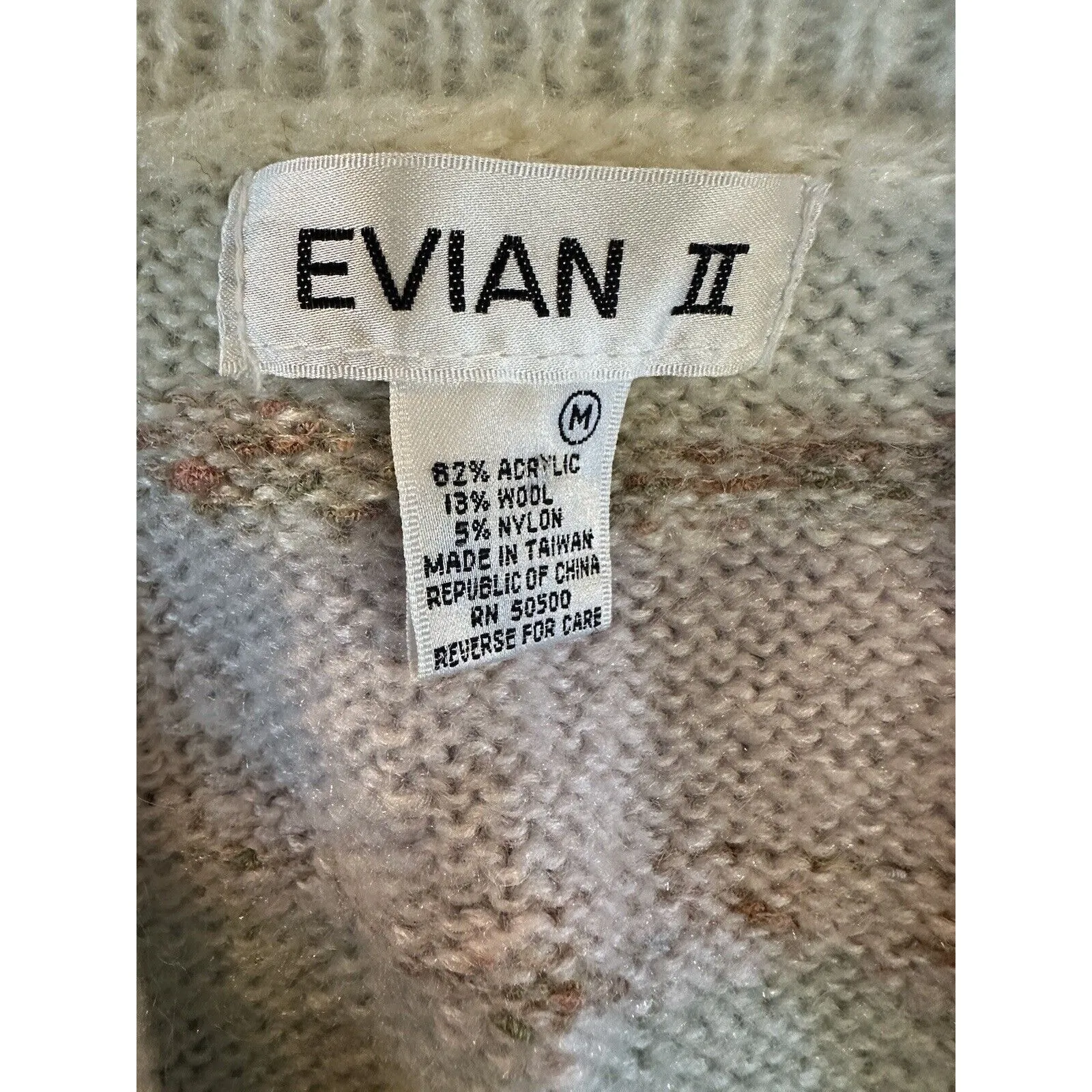 Women's Sweater Vest Button Down Wool Blend Size Medium Vintage Pastel V - Image 4