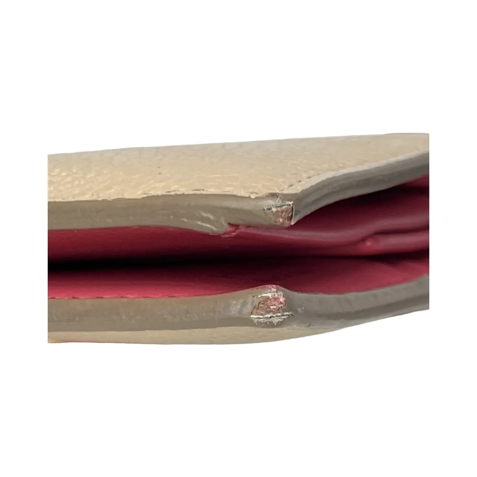 Prada Vitello Daino Taupe Beige Leather Bifold Wallet Pink Interior With Box - Image 14