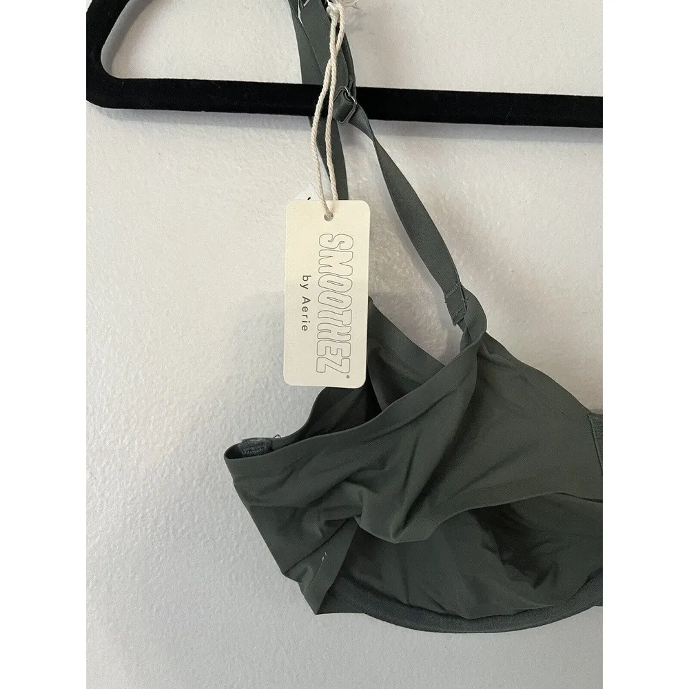 NWT Aerie Smoothez Green Microfiber Mesh Unlined Underwire Balconette Bra S 34C - Image 7