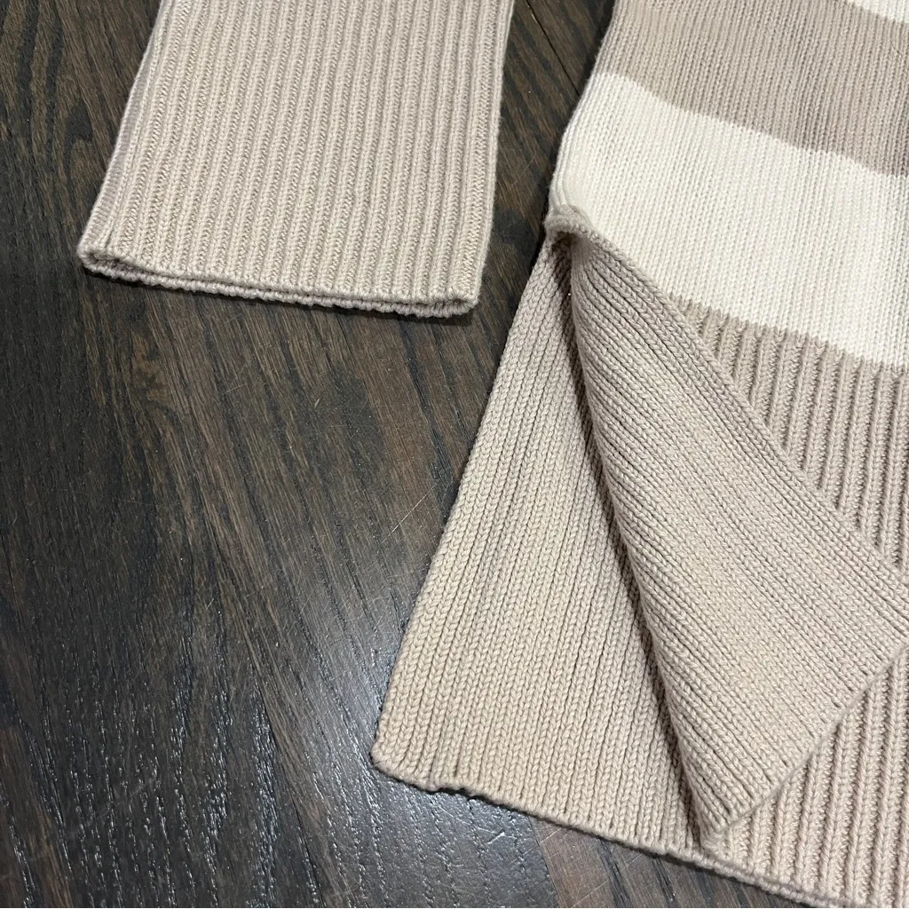 GAP 24/7 Split Hem Knit Polo Sweater Size XS Cream Rugby Stripe NEW - Image 4