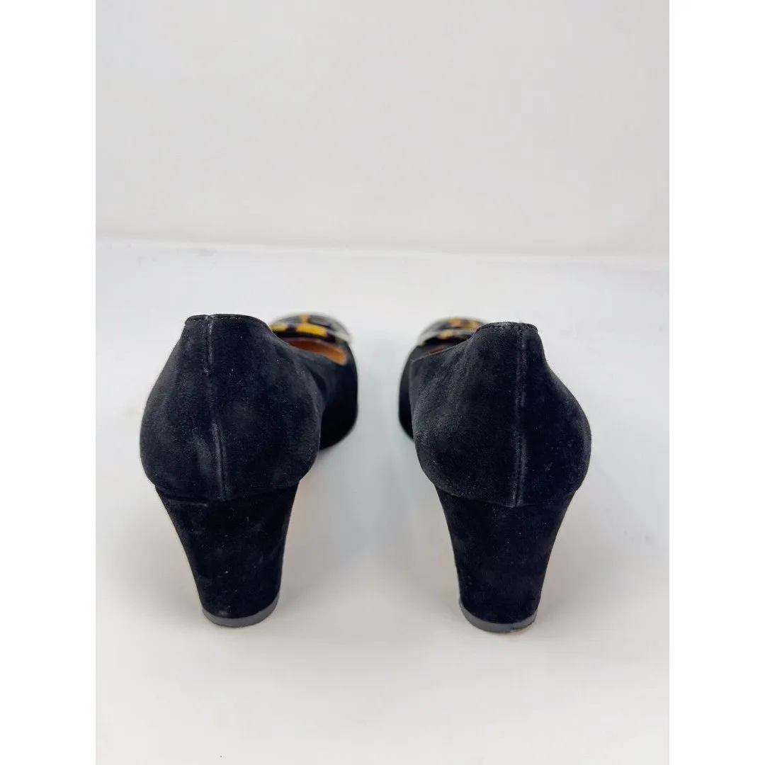 ANN MASHBURN Womens Buckle Heels Black Suede Court Square  EU40 US 9.5 - Image 10